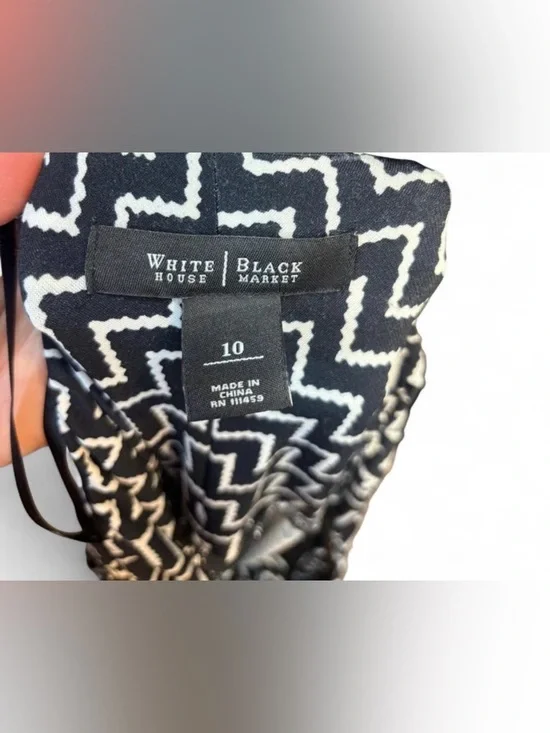 White House Black Market Black & White Zigzag Halter Maxi Dress - Picture 3 of 3